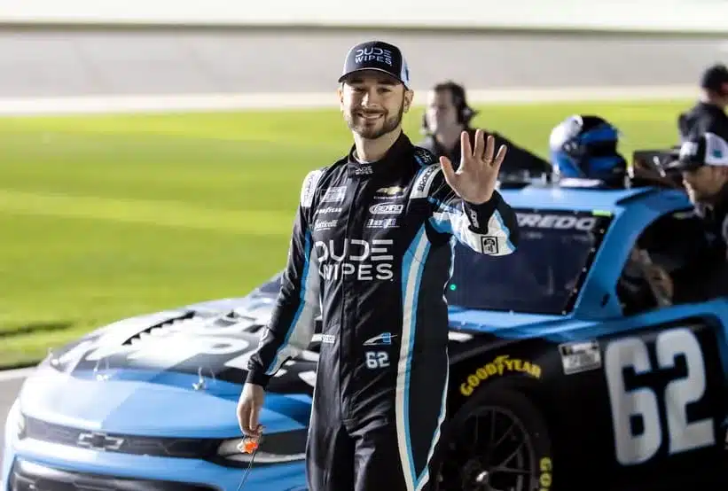 Feb 11, 2026; Daytona Beach, Florida, USA; NASCAR Cup Series driver Anthony Alfredo (62) during qualifying for the Daytona 500 at Daytona International Speedway. Mandatory Credit: Mark J. Rebilas-Imagn Images