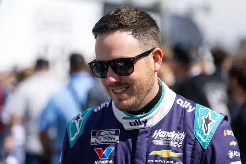Feb 15, 2026; Daytona Beach, Florida, USA; NASCAR Cup Series driver Alex Bowman (48) during the 68th running of the Daytona 500 at Daytona International Speedway.