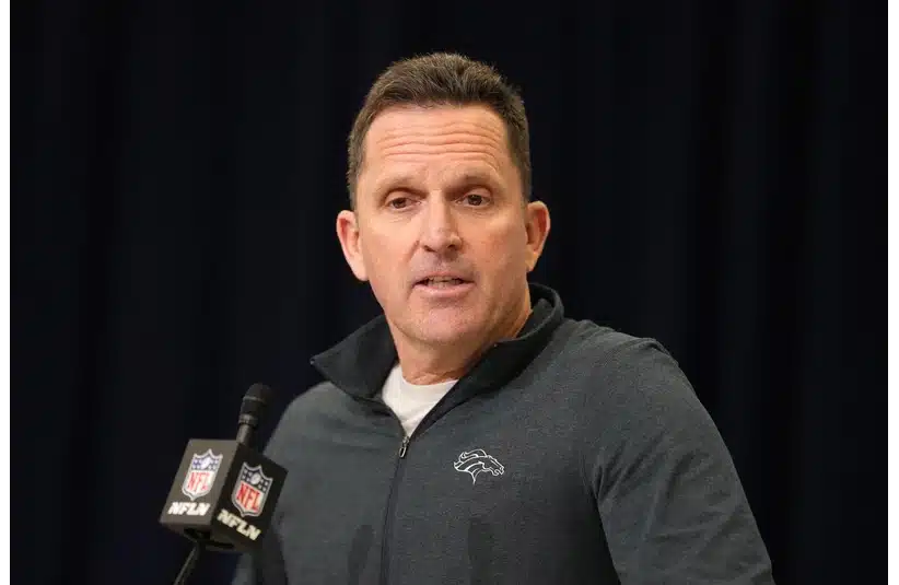 Broncos GM George Paton speaks at the Combine