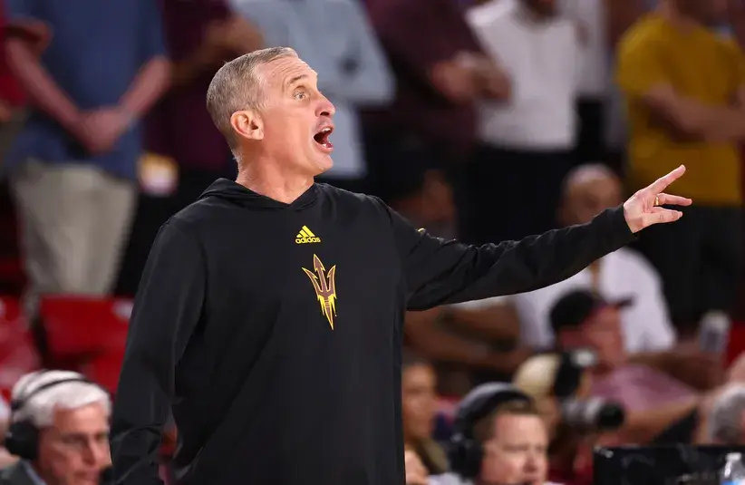 Arizona State Sun Devils head coach Bobby Hurley against the Utah Utes in the first half.