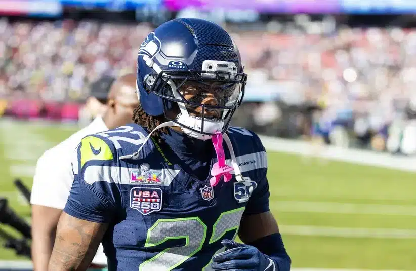 Seattle Seahawks wide receiver Rashid Shaheed (22) against the New England Patriots during Super Bowl LX