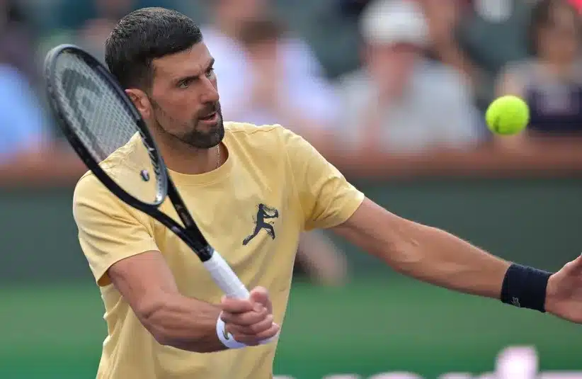 Novak Djokovic (SRB) during a practice session for the BNP Paribas Open