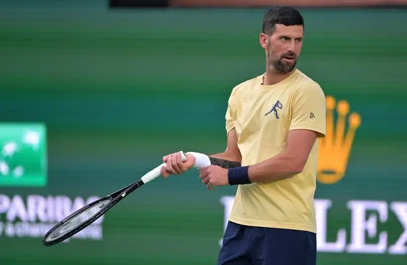 Djokovic practicing at Indian Wells