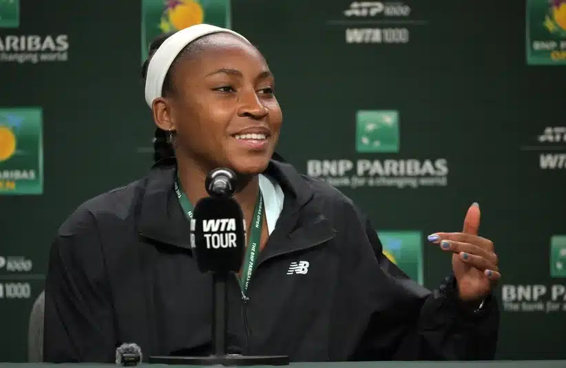 Gauff smiling in press conference