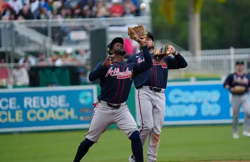 Action from a spring training game between the Boston Red Sox and the Atlanta Braves