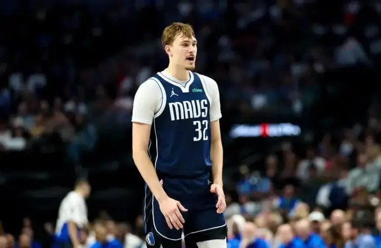 Dallas Mavericks forward Cooper Flagg (32) reacts