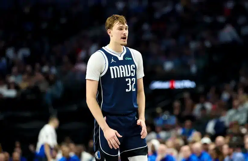 Dallas Mavericks forward Cooper Flagg (32) reacts