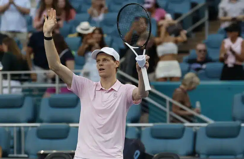 Jannik Sinner (ITA) celebrates after his match