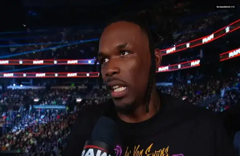 Je'Von Evans Cutting A Promo In Crowd Of WWE Raw Show