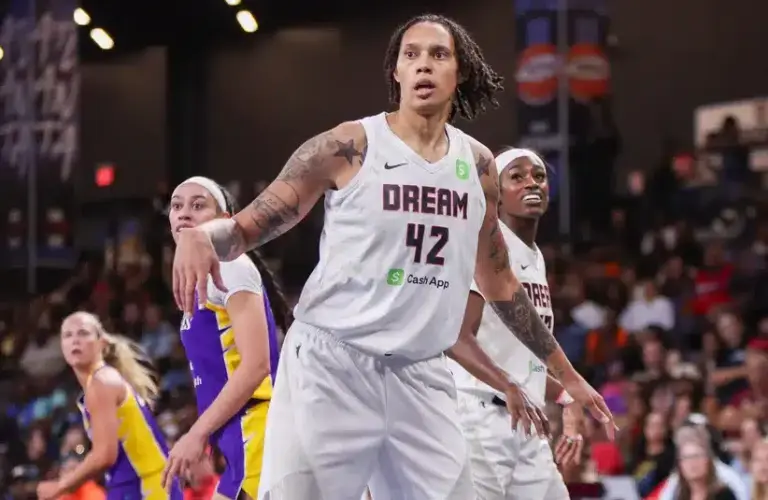 Atlanta Dream center Brittney Griner (42) in action against the Los Angeles Sparks in the first quarter at Gateway Center Arena at College Park. Dream vs. Mystics