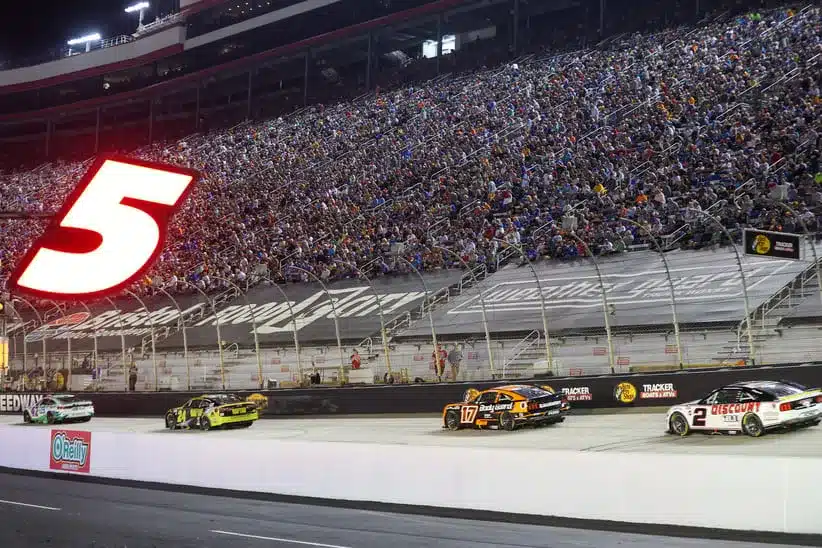 Sep 13, 2025; Bristol, Tennessee, USA; NASCAR fans watch the race at Bristol Motor Speedway.