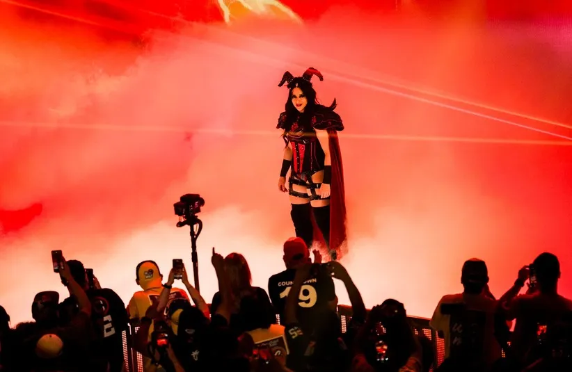 Stephanie Vaquer is introduced before the Women’s World Championship match at WWE WrestlePalooza