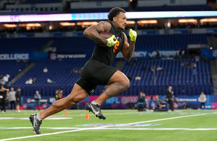 Colts Draft pick Seth McGowan running drills at the NFL Combine.