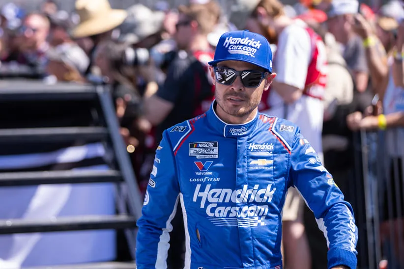 Mar 22, 2026; Darlington, South Carolina, USA; Hendrick Motorsports Kyle Larson (5) comes out for the Goodyear 400 at Darlington Raceway.