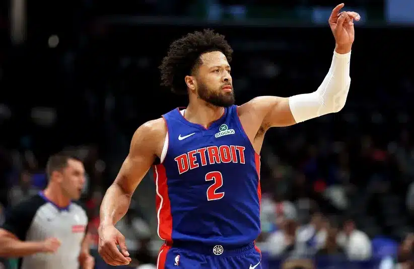 Detroit Pistons guard Cade Cunningham (2) looks on.