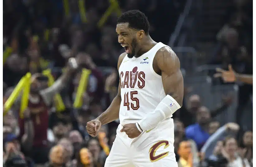 Donovan Mitchell celebrating on the court