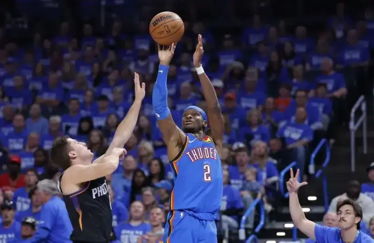 Oklahoma City Thunder guard Shai Gilgeous-Alexander is an NBA MVP finalist.