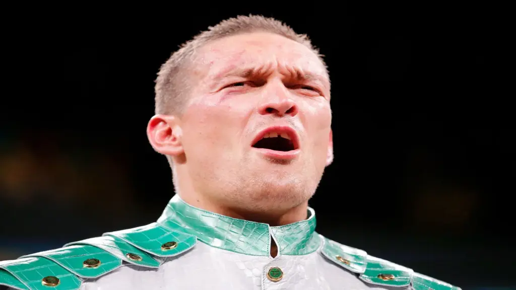 Oleksandr Usyk (white trunks) after his win over Chazz Witherspoon.