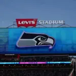 The Seattle Seahawks logo is shown during the game in Super Bowl LX at Levi's Stadium. Jadarian Price