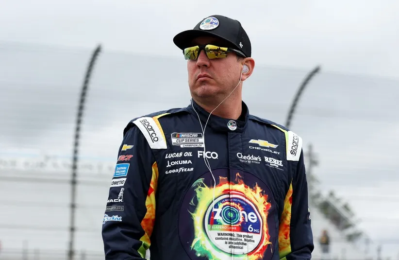 NASCAR Cup Series driver Kyle Busch looks on during practice.