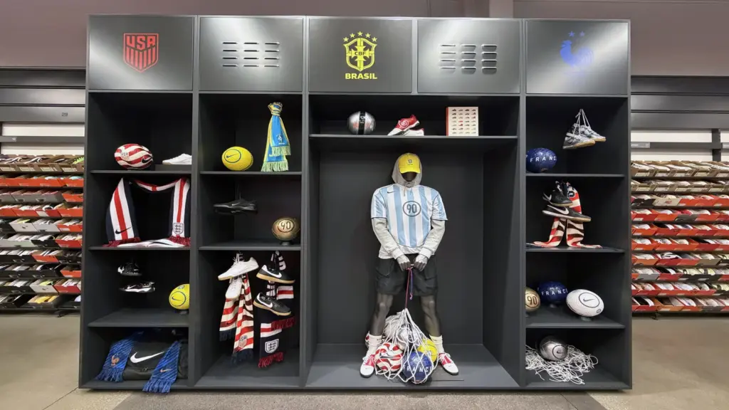 Jun 5, 2026; Los Angeles, CA, USA; A US, Brazil and France soccer display at the Nike Community Store-East LA. Mandatory Credit: Kirby Lee-Imagin Images