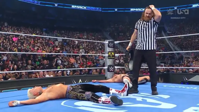 Sami Zayn after knocking out both Gunther and Cody Rhodes on Smackdown.