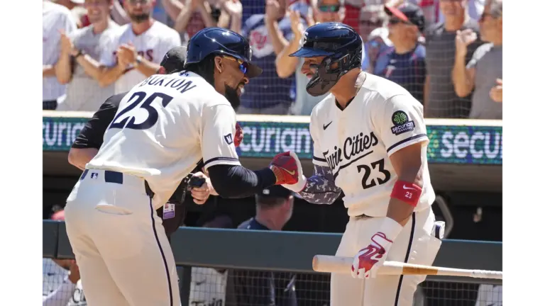Byron Buxton celebrating with teammate