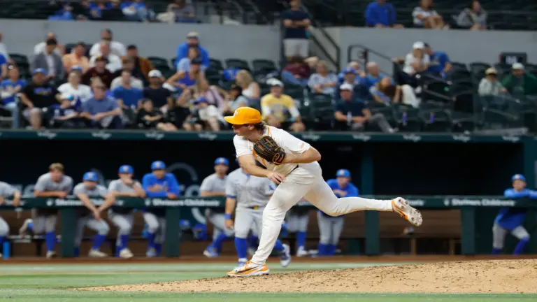 Feb 27, 2026; Arlington, TX, USA; UCLA vs, Tennessee during the Amegy Bank College Baseball Series at Globe Life Field. Mandatory Credit: Chris Jones-Imagin Images