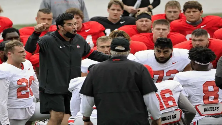 Along with coaching football, Ohio State Buckeyes Football coach Ryan Day also spends a good part of his day reminding his players about remaining safe during the coronavirus pandemic.
