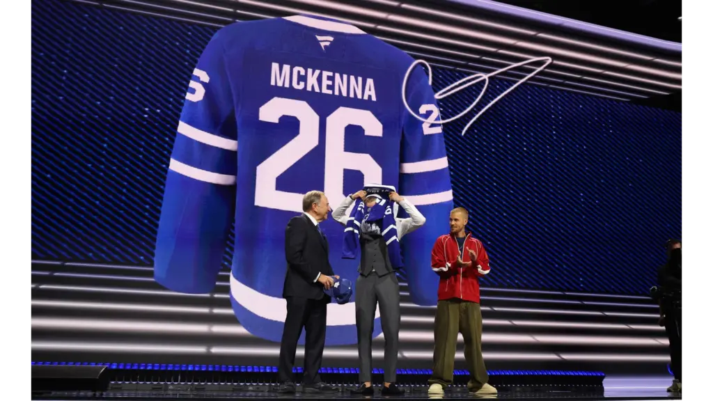 McKenna going up on stage. as the first overall pick in the 2026 season. He faced the Islanders tonight.