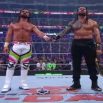 Seth Rollins and Roman Reigns with a Shield fist bump to end SummerSlam 2026.