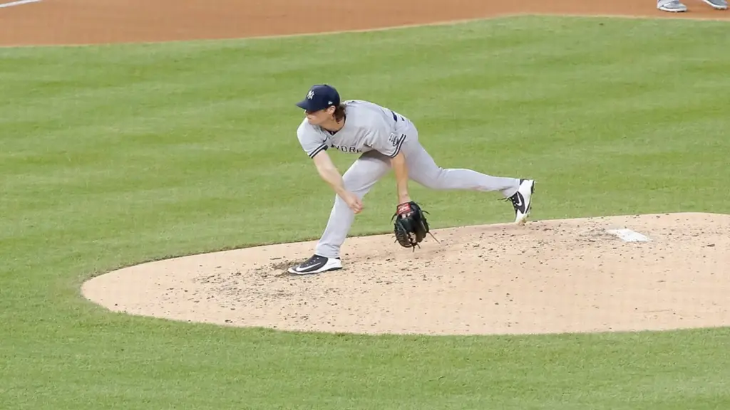 Gerrit Cole pitching for the Yankees.