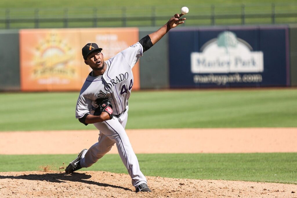 Jayson Aquino pitches for the Salt River Rafters in an Arizona Fall League game, as Arizona Fall League rosters fill with top prospects