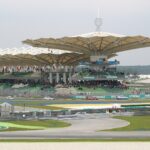 Main grandstand at Sepang International Circuit, host of the Bahrain GP in Malaysia, photographed in 2006