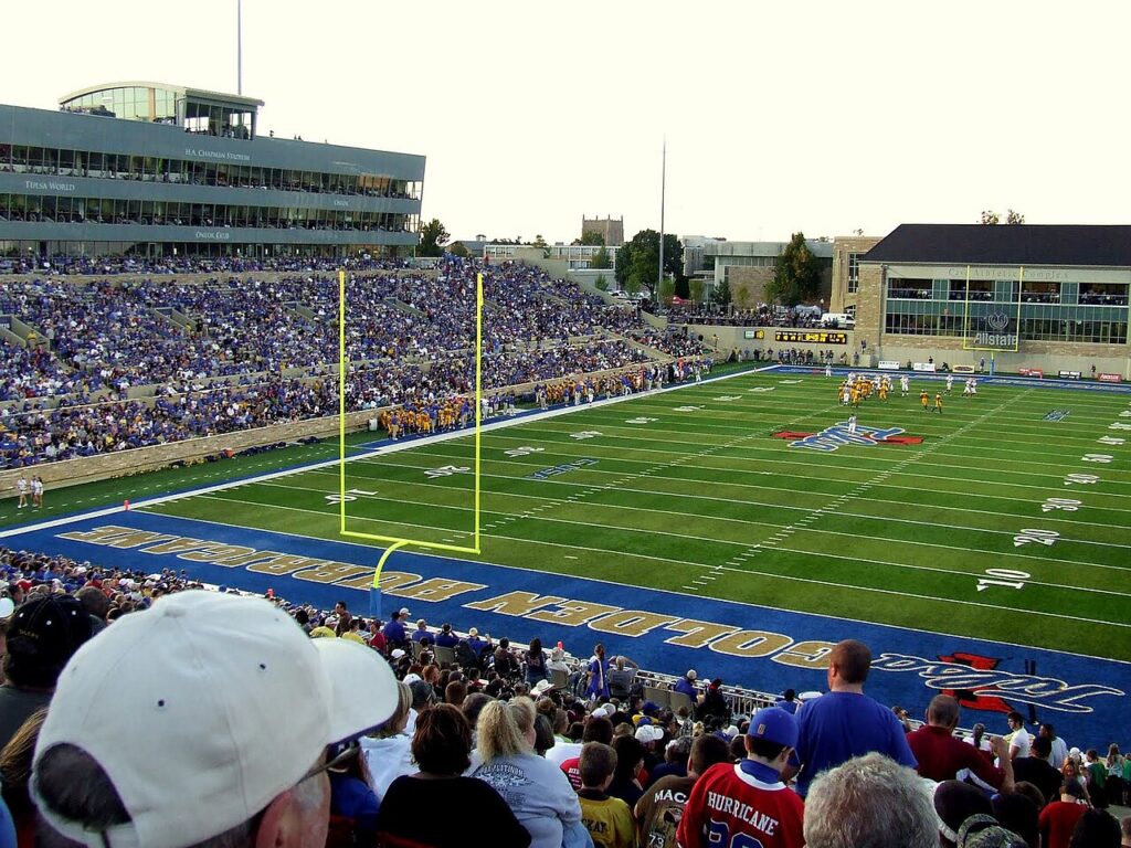 H. A. Chapman Stadium in Tulsa, where North Texas vs Tulsa ended 45-44 in overtime