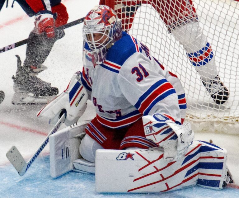 Rangers beat Lightning 5-1 behind goalie Igor Shesterkin, shown in a Rangers game