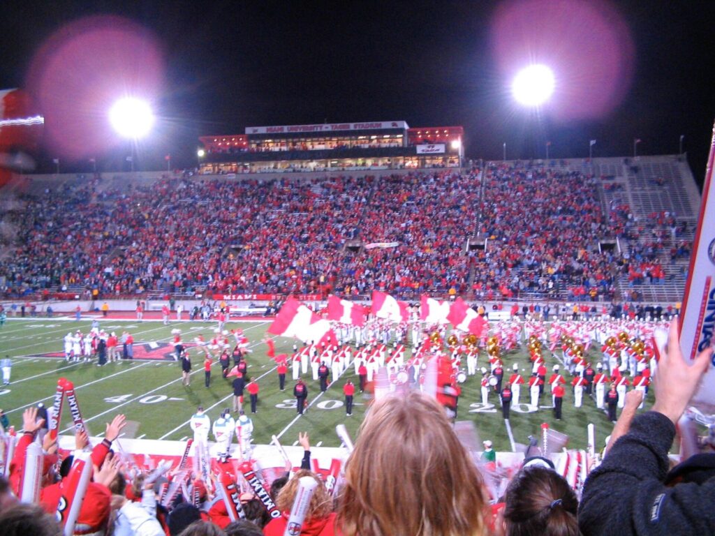 Football game at Miami University in Oxford, Ohio, home of the RedHawks, who host Bowling Green vs. Miami on Oct. 3