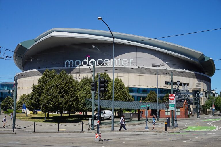 Moda Center in Portland, where Braiden Bell was to join the Trail Blazers broadcast team