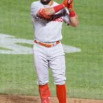 Phillies veteran core: Kyle Schwarber takes a practice swing for Philadelphia